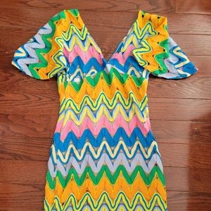 Yanak dress neon multi-color 60's 70's Britney Spears like mini dress